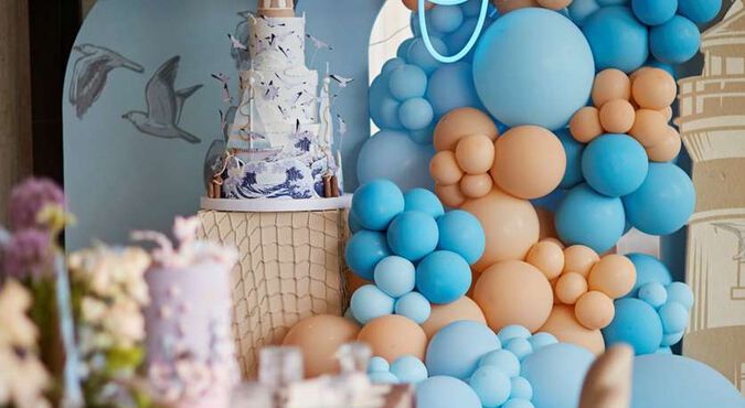 Chá de bebê com decoração fundo do mar