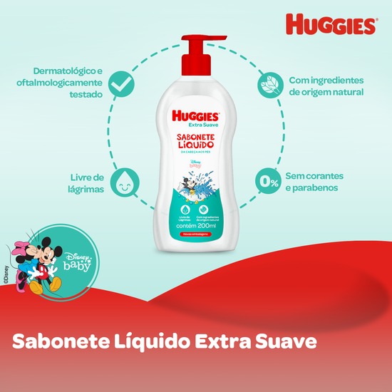 Sabonete Líquido Glicerina Huggies Extra Suave Refil 200 ml