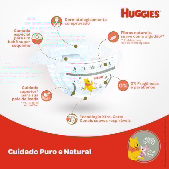 Kit 4 Fraldas Huggies Natural Care M - 32 fraldas