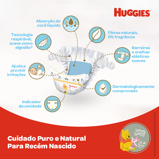 Kit Fraldas Huggies Natural Care RN – 4 pacotes 144 fraldas