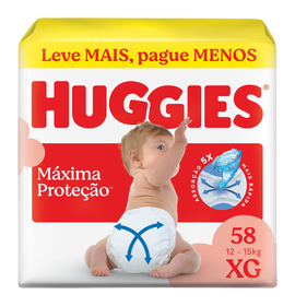 Huggies Fralda Descartável Máxima Proteção XG - 58 Un