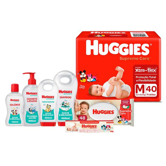 Kit Linha Completa Produtos Huggies Fralda Supreme Care