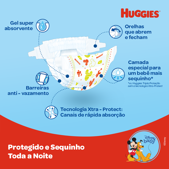 Kit Fraldas Huggies Tripla Proteção XG – 3 pacotes 198 fraldas