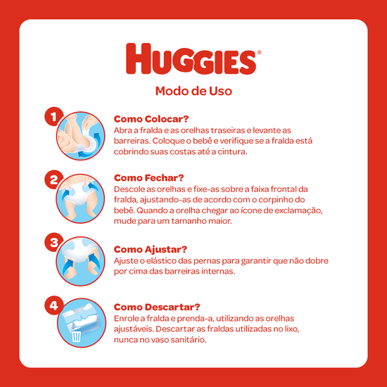 Kit Fraldas Huggies Tripla Proteção XG – 3 pacotes 198 fraldas