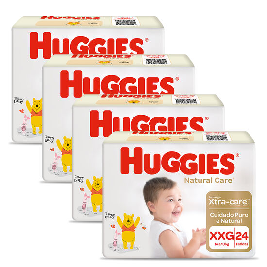Kit 4 Fraldas Huggies Natural Care XXG - 24 fraldas