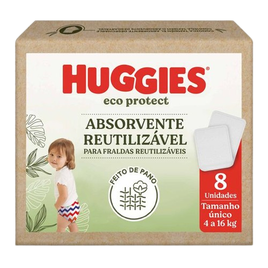 Absorvente Reutilizável p/ Fralda Huggies Eco Protect - 8 un