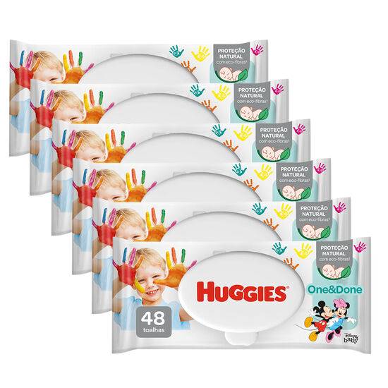 Kit Lenços Umedecidos Huggies One & Done - 6 pacotes 288 lenços