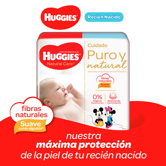 Pañales Huggies Natural Care Recién Nacido (Tallas Prematuro-RN-P)