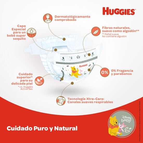 Pañales Huggies Natural Care Talla XG, 100 uds