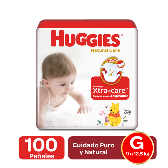 Pañales Huggies Natural Care Talla (M,G,XG,XXG)