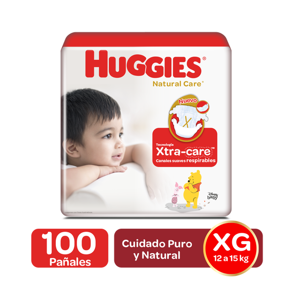 Pañales Huggies Natural Care Talla XG, 100 uds